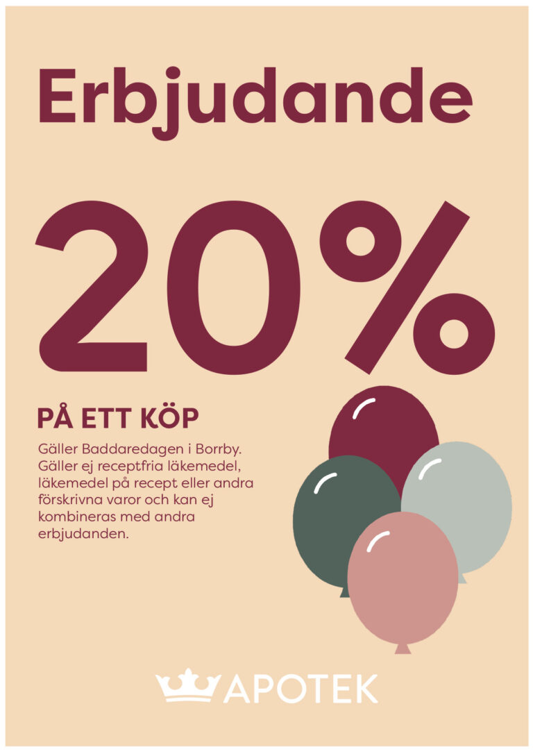 Kronans Apotek ger 20% på ett köp under Baddaredagen