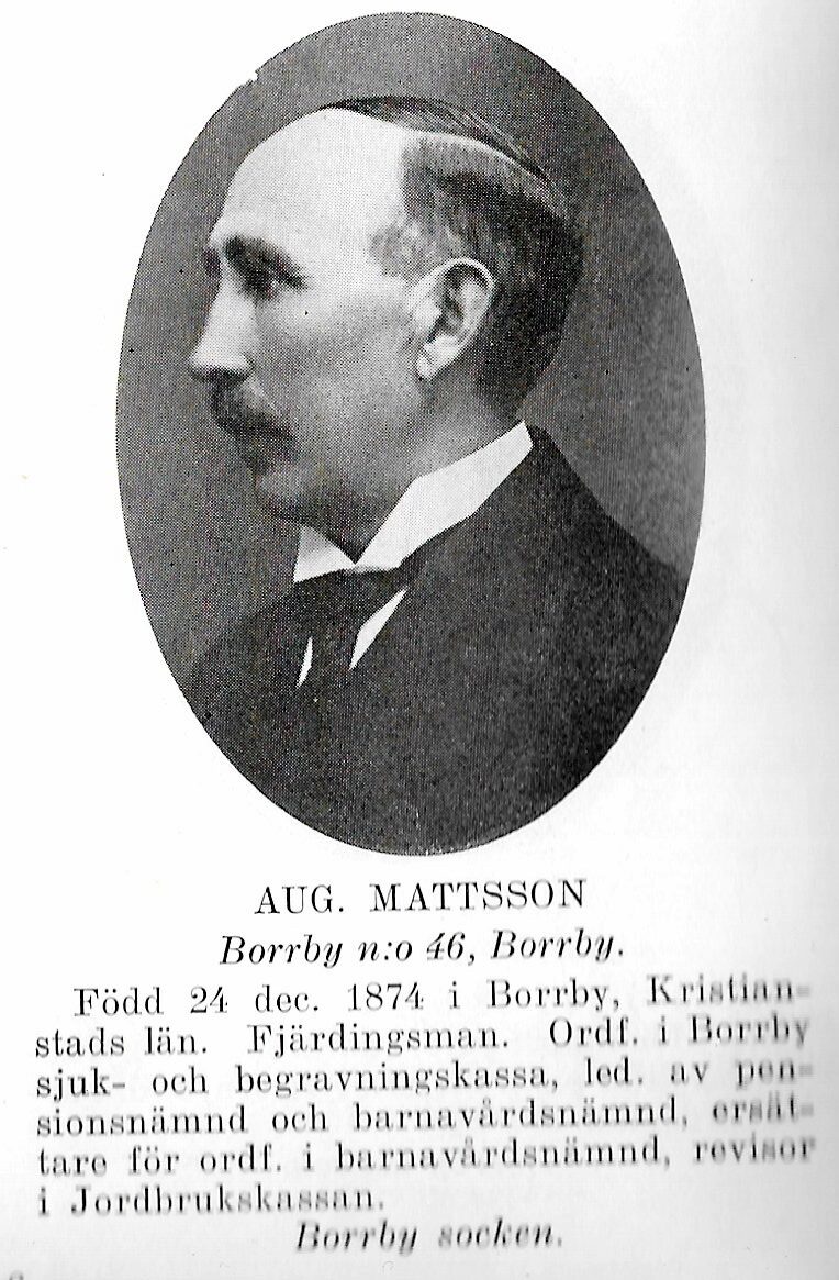 August Mattsson 1874-1962. Hämtat ur Porträttgalleri Ksd län 1930-tal.